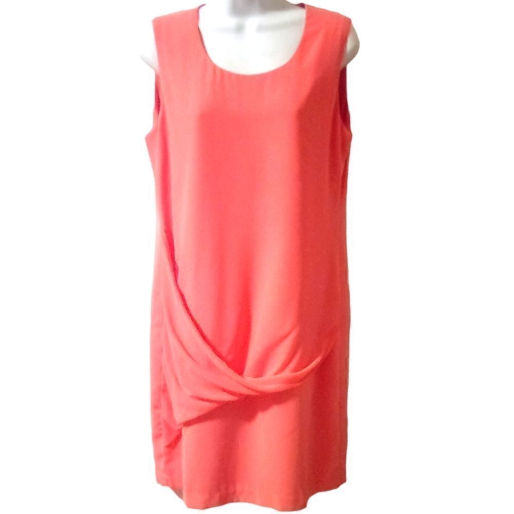 DKNY pink/coral sleeveless draped sheath dress size 8 NWT